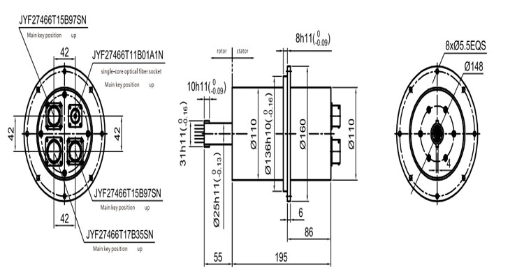 Fiber-electrical slip ring  dhs110