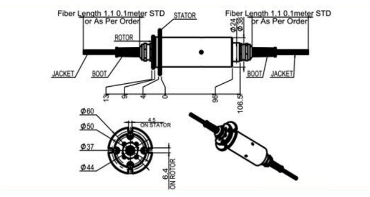 Fiber Optic Rotary Joint HS-NF-002 Drawing